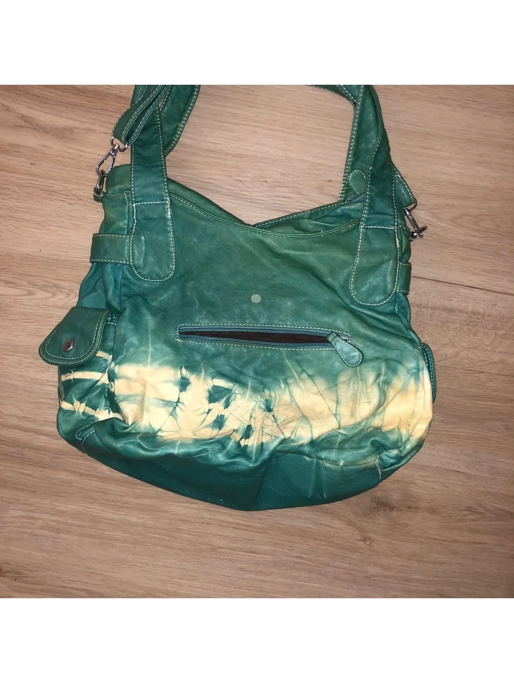 ANGEL KISS GREEN TIE DYE SOFT VEGAN LEATHER HOBO CROSSBODY SHOULDER PURSE BAG